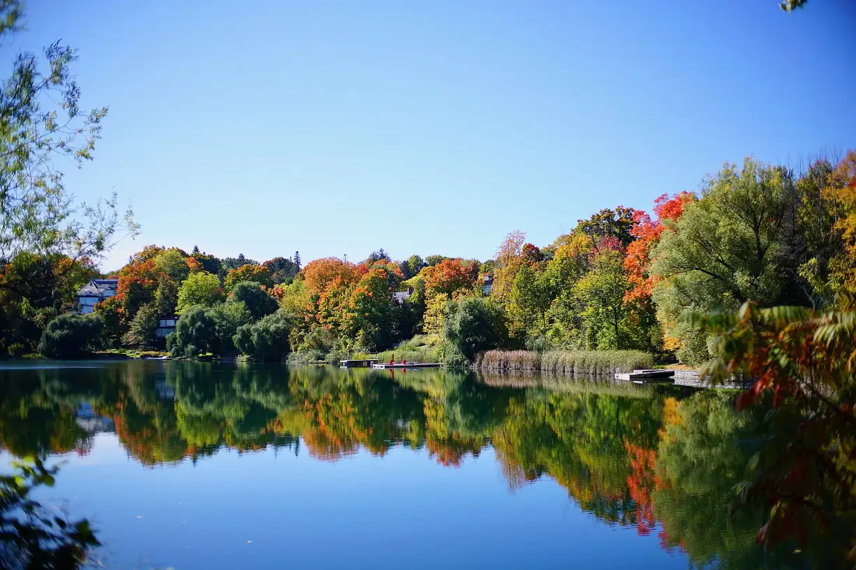 Fall foliage reflected in McKay Lake