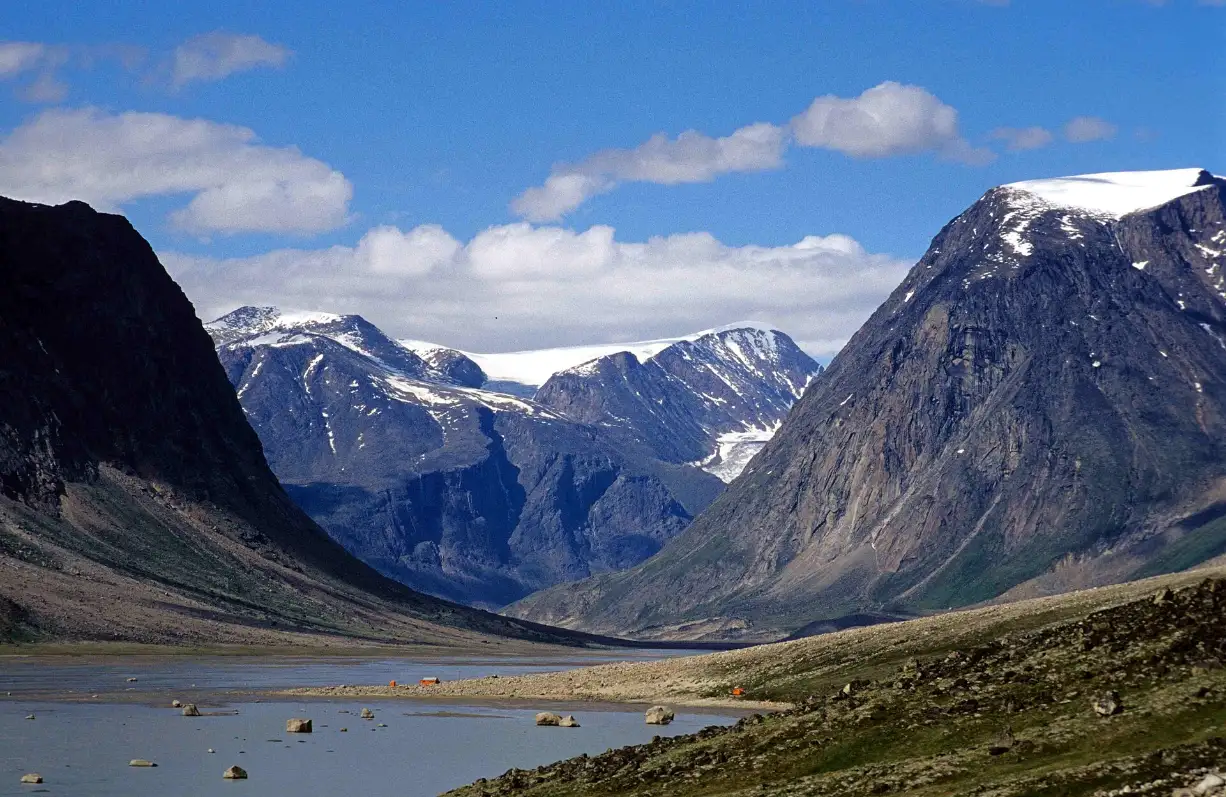 Mountains at the entrance to Auyuittuq National Park, Pangnirtung Fiord